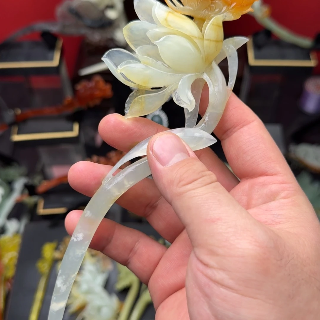 岫玉发饰未镶嵌S****u明君玉簪就是好看