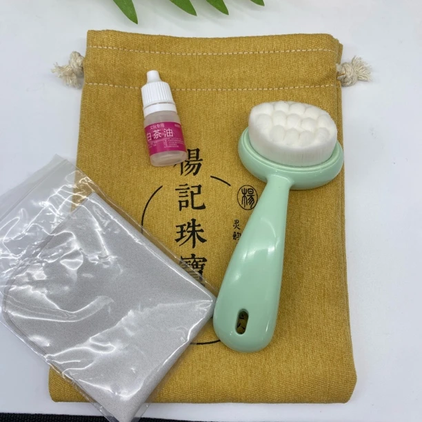 玉石保养四件套—盘玩袋，保养刷，擦玉布，白茶油