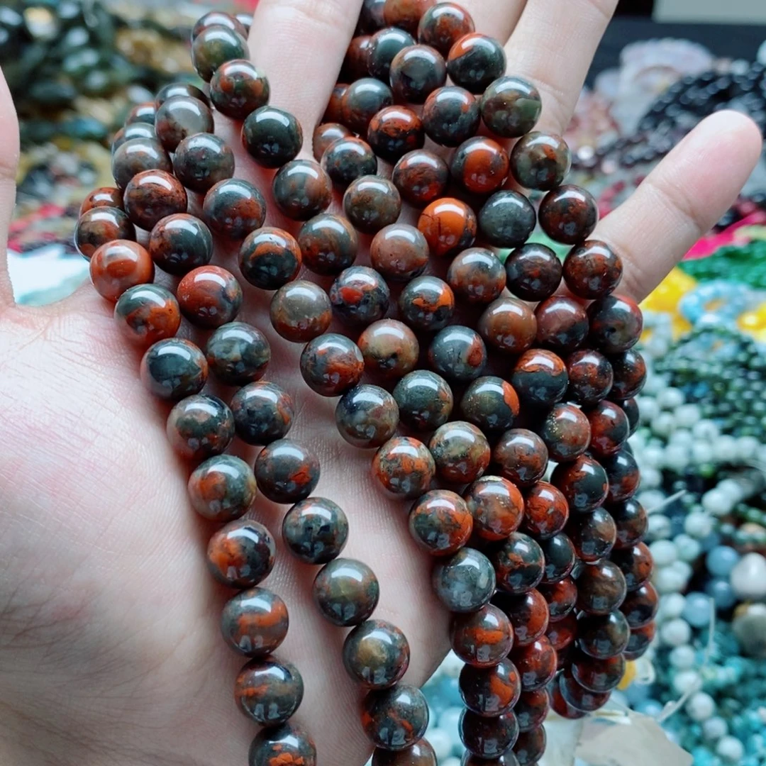 玛瑙/玉髓未镶嵌珠宝半成品一条天然10mm战国红圆珠