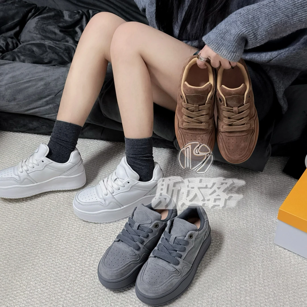 【斯达客】面包鞋百搭爆款新款女2025冬季厚底增高5cm小个子小白鞋