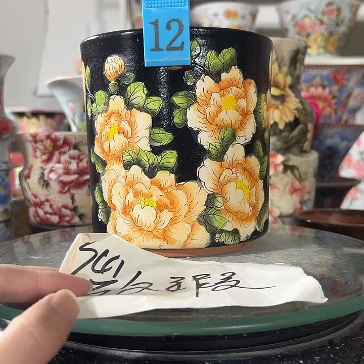 景德镇幸运花盆手绘韩式花盆