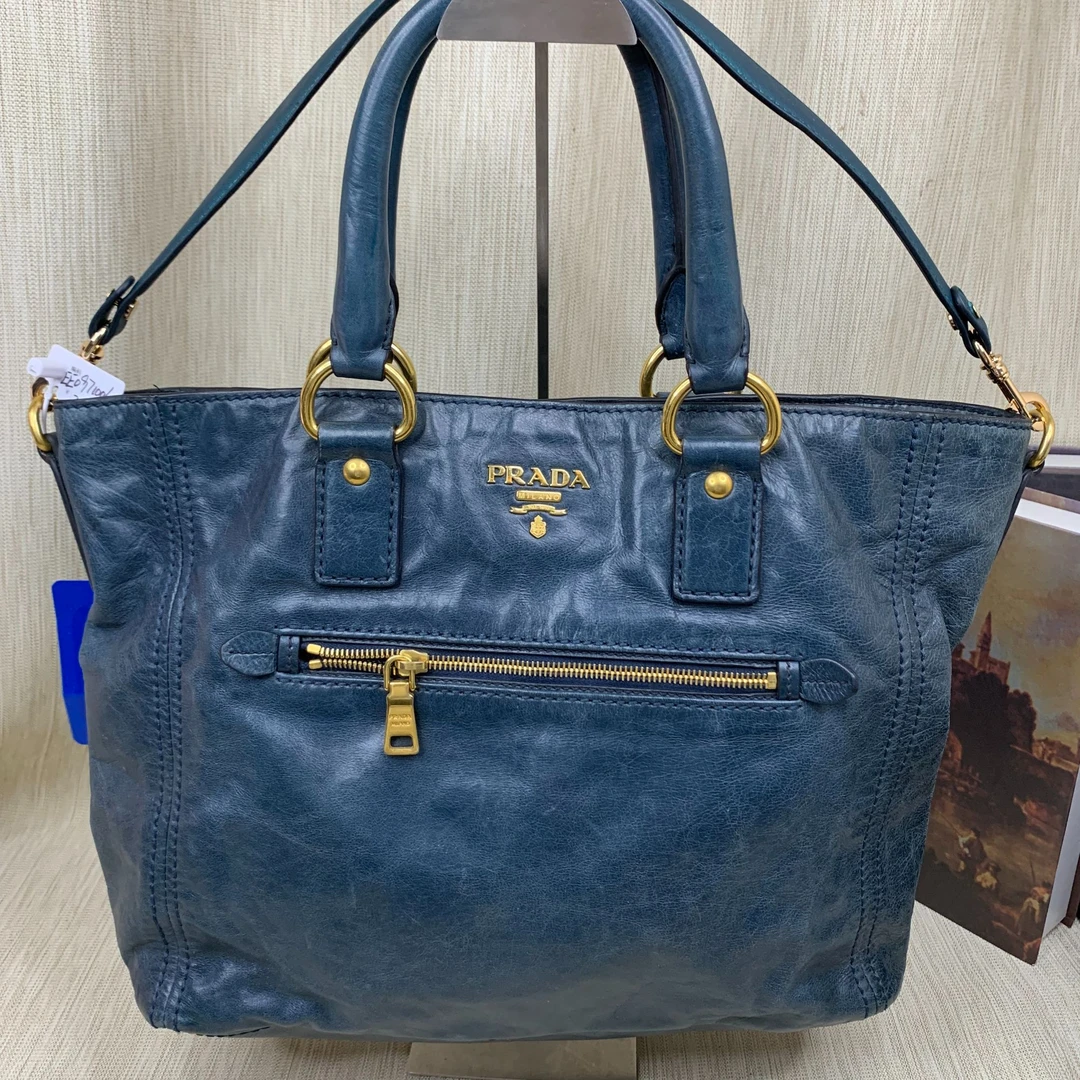 95新 Prada/普拉达 墨绿手提包/EE09710042/0042