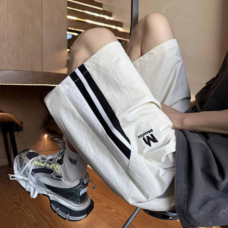 2025夏季新款大码美式刺绣织带短裤直筒百搭休闲时尚潮流宽松舒适