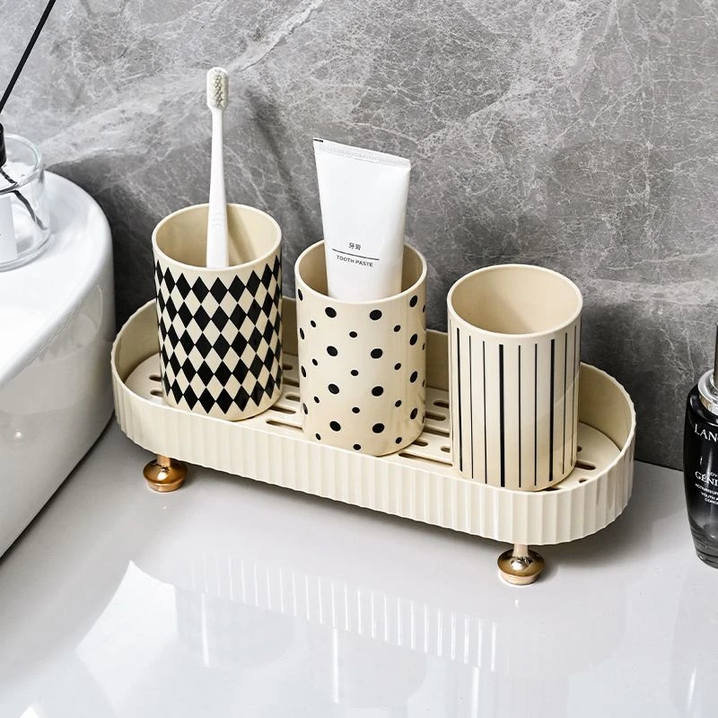 家用创意漱口杯牙刷杯3口洗漱杯置物架d1