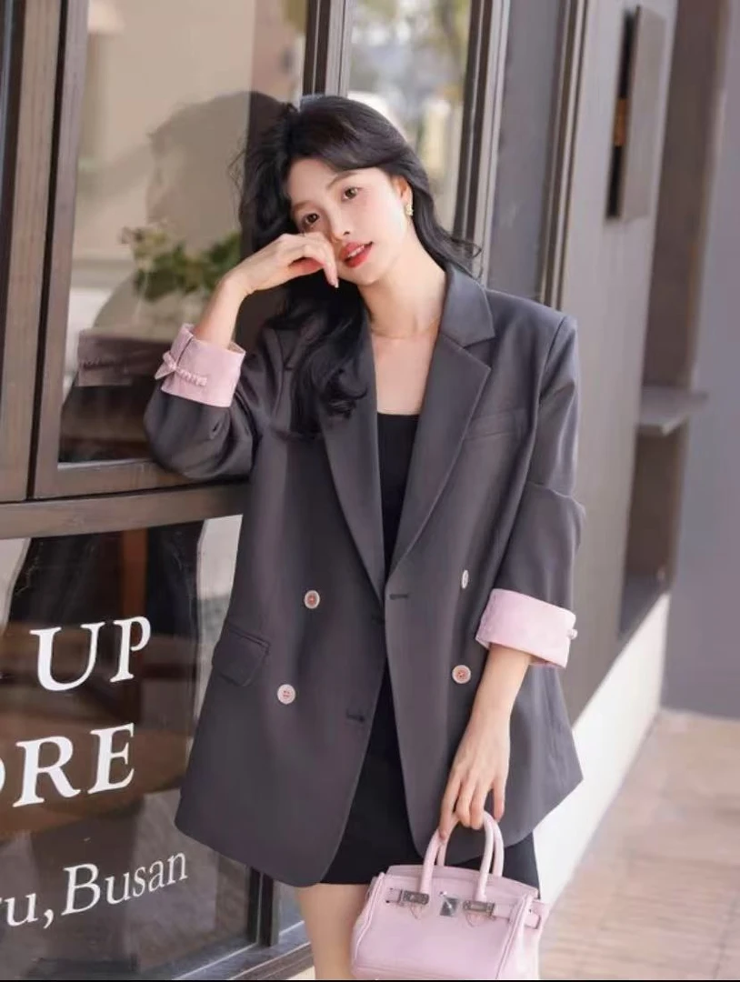 2025春款拼色新中式女装西装外套优雅显瘦气质百搭网红韩版小个子