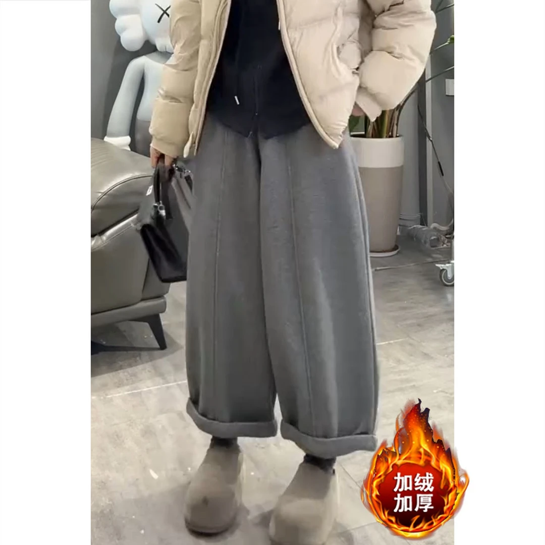 艾塔莉通勤休闲裤秋冬女新款韩版梨形身材遮肉时尚百搭挽边直筒裤