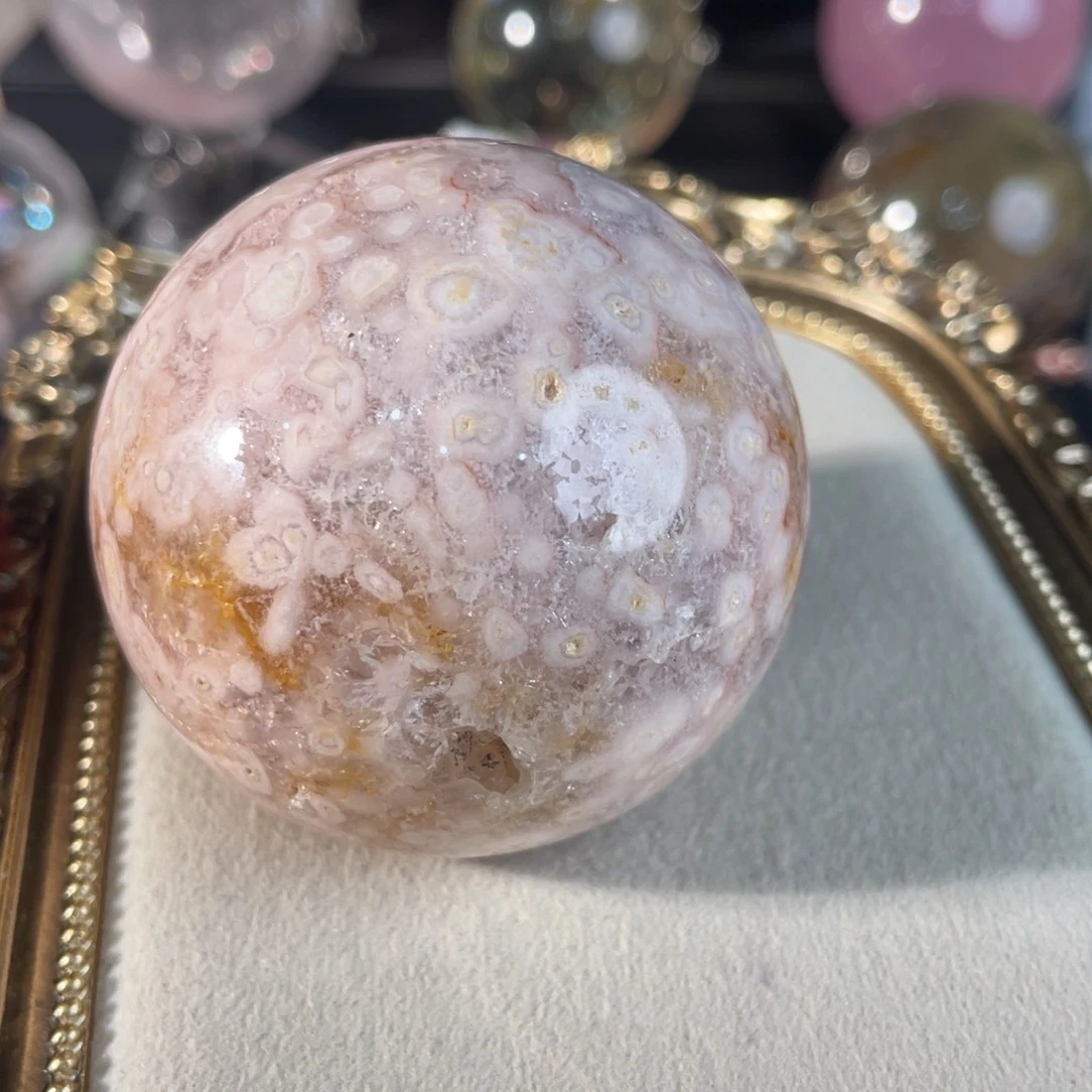 水晶未镶嵌摆件樱花玛瑙