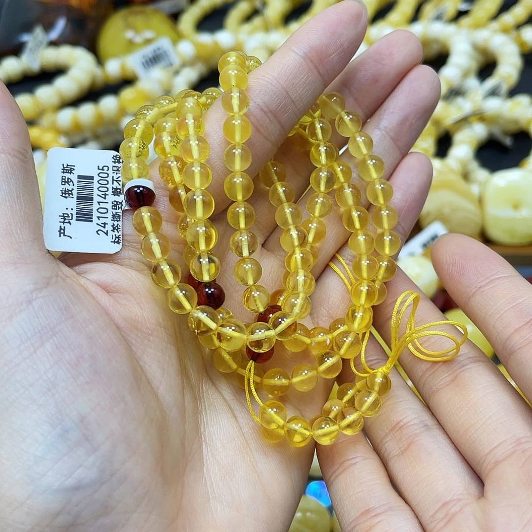 未镶嵌蜜蜡裸石108圆珠6mm福利