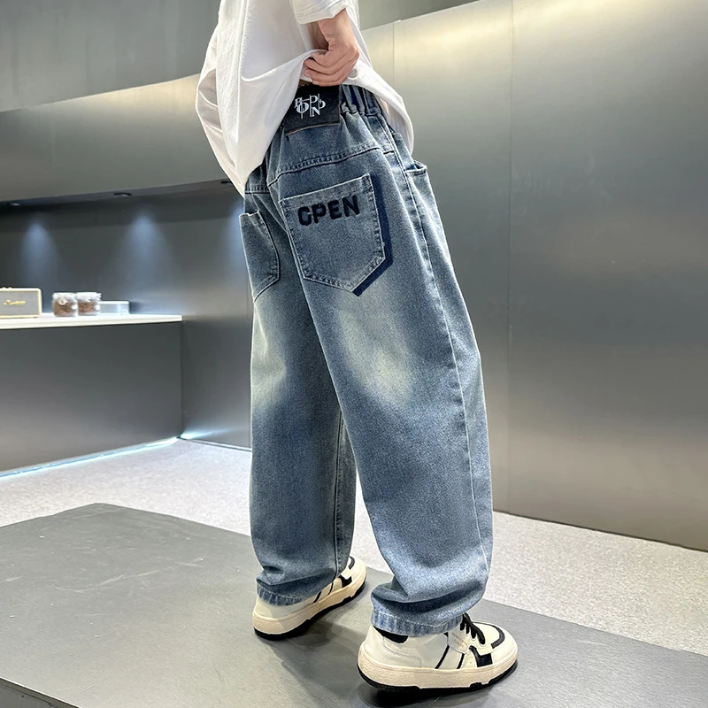 儿童牛仔裤2025男童时尚春季秋季直筒休闲百搭春秋洋气男孩