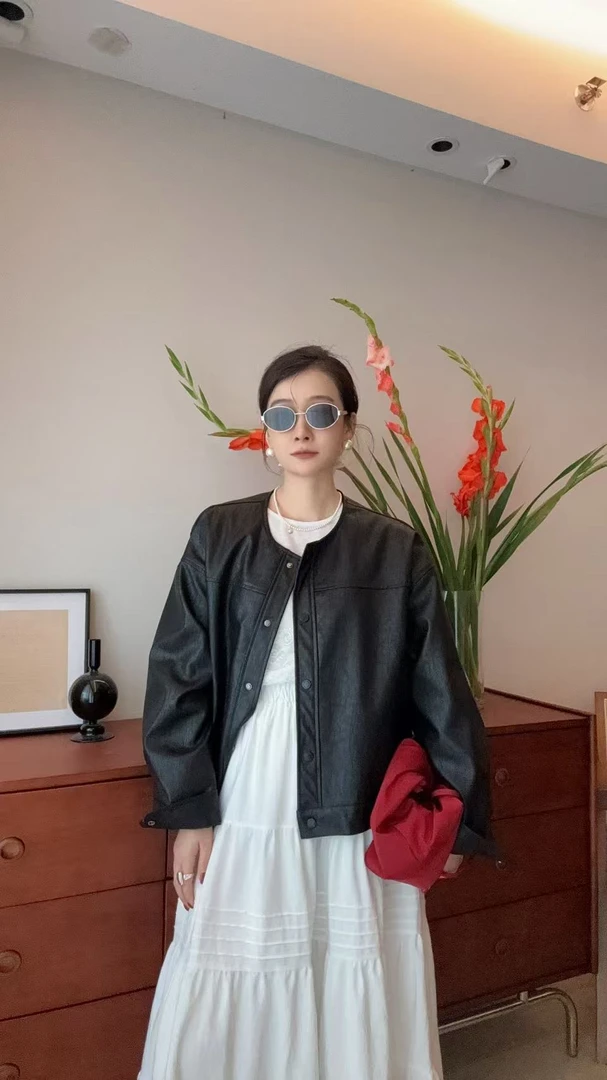 【早春新款】 设计感宽松韩版百搭ns休闲春季小众复古皮衣外套