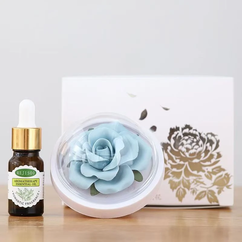 德化非遗手捏陶瓷花香薰扩香器玫瑰花朵摆件g2373