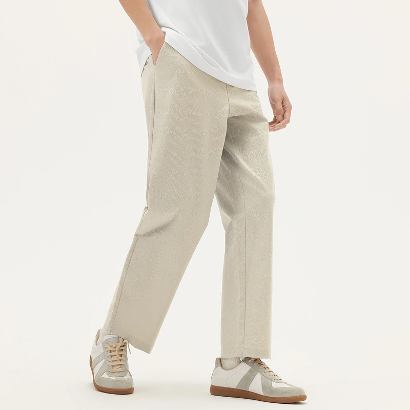 gxg.jeans多色泡泡纱肌理休闲简约休闲裤长裤男士25夏