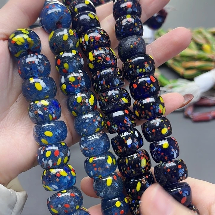 琉璃颈饰琉璃琉璃点彩扁珠