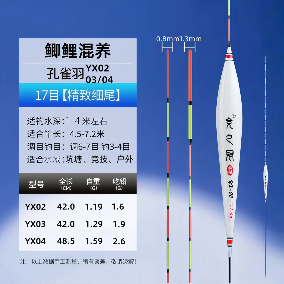 40-50长羽毛去壳孔雀羽浮漂高灵敏醒目轻口鲫鲤鱼漂底钓黑坑竞技