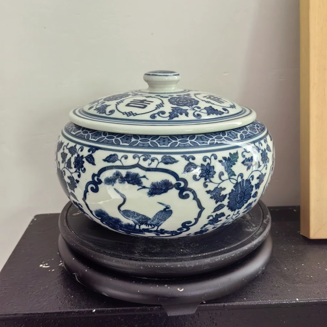 吉祥如意青花茶叶罐