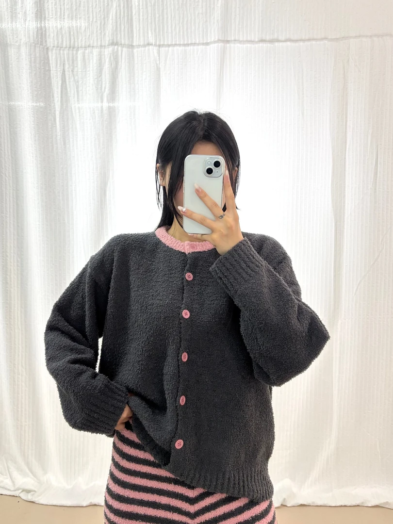 冬季新款半边绒家居睡衣慵懒风保暖开衫可外出家居睡衣套装