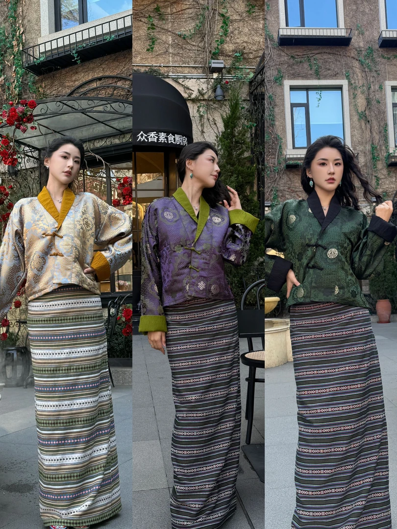 染坊仓「不丹服套装」春季藏式外套藏式裙子显瘦气质不丹服藏装女
