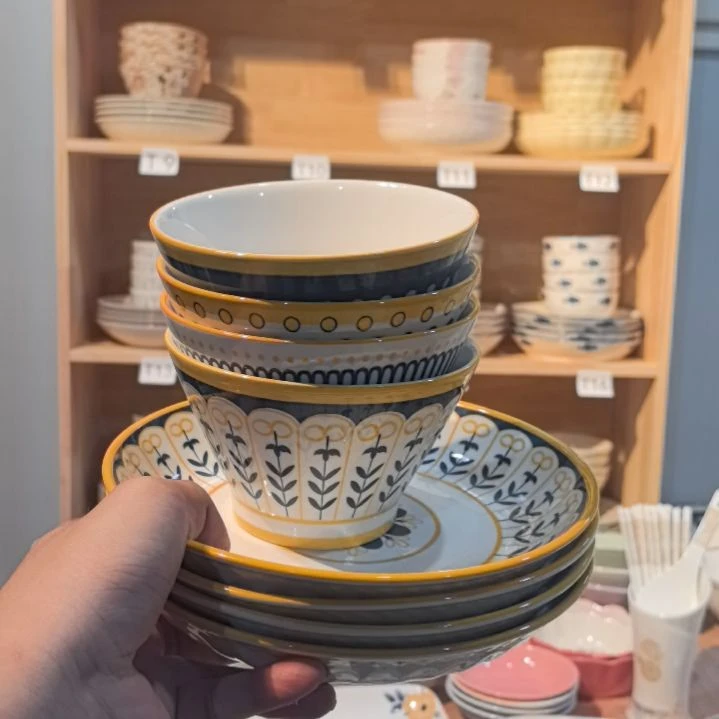 瓷波西米亚盘子＋斗笠碗八件套