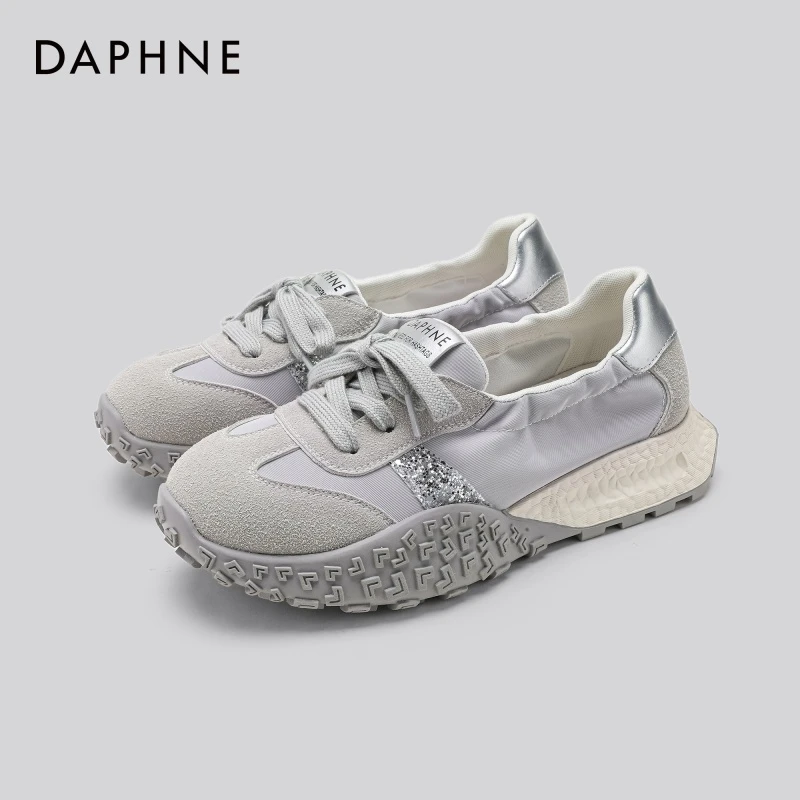 Daphne/达芙妮厚底增高浅口德训鞋女2025夏季轻便时尚透气阿甘鞋