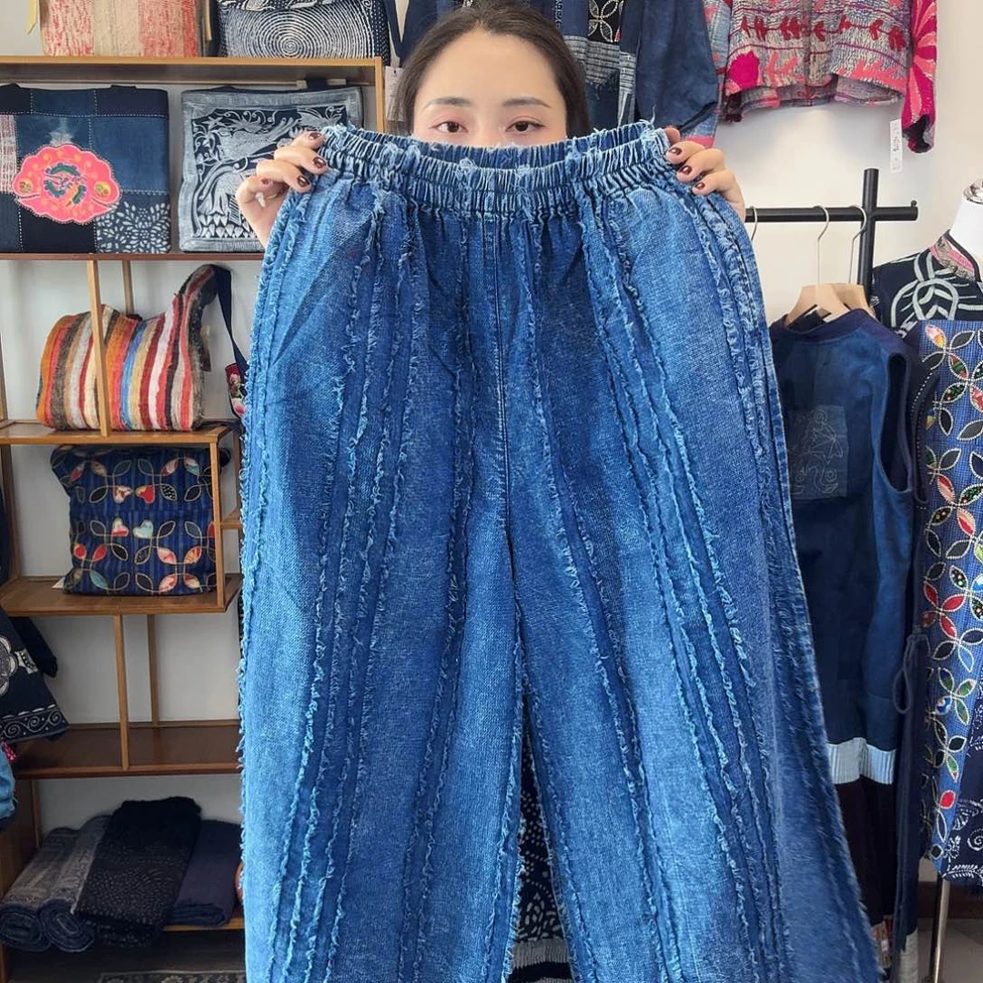 棉棉妤然服饰蓝染裤