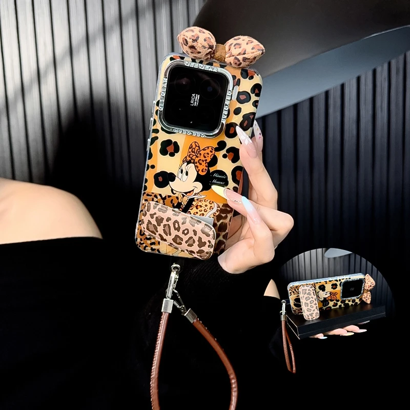 适用小米15手机壳新款xiaomi15pro套甜酷豹纹卡通蝴蝶结ins支架女