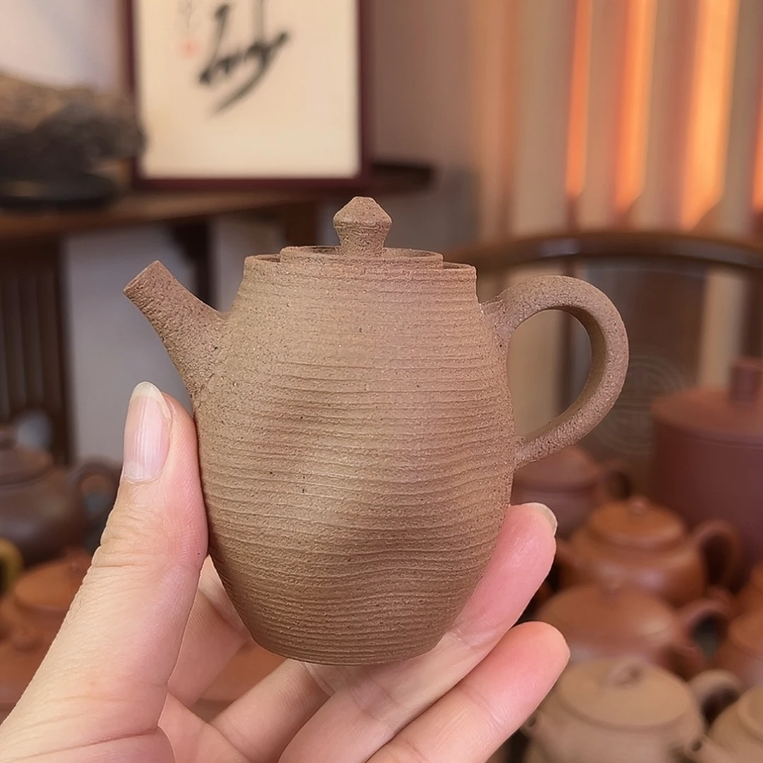 茶壶紫砂精品原矿 橄榄壶 松花泥 120cc
