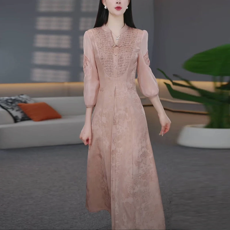 轻奢气质国风连衣裙夏季2025新款时尚洋气修身显瘦高级感减龄裙子