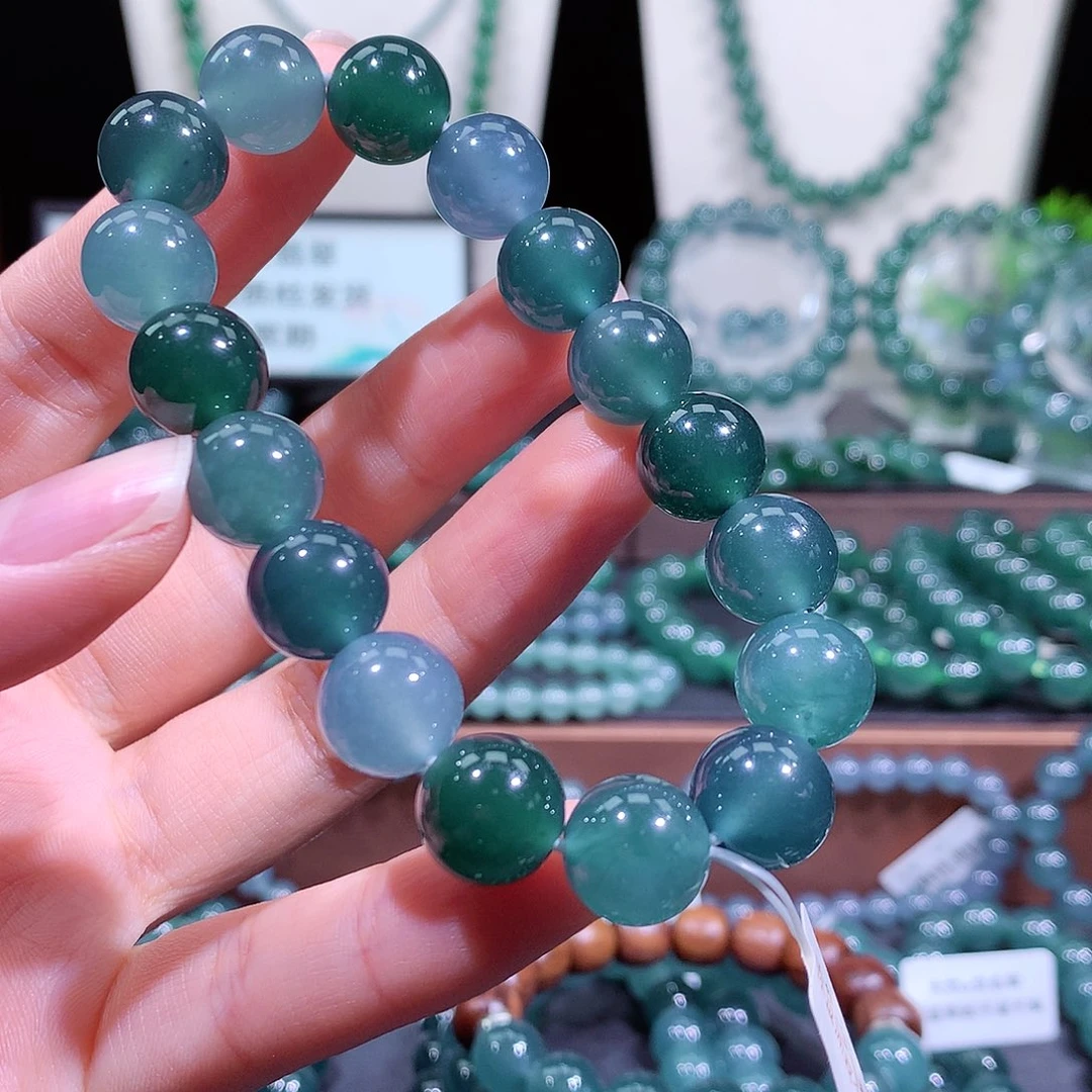 U***d翡翠未镶嵌手链天然a货翡翠手串12