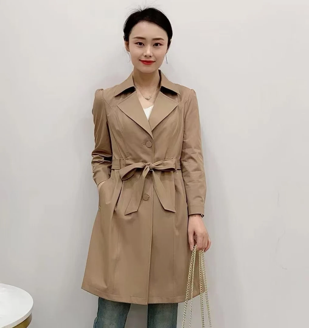 【F3708】风衣外套女2025新款早春爆款中长中年洋气外套