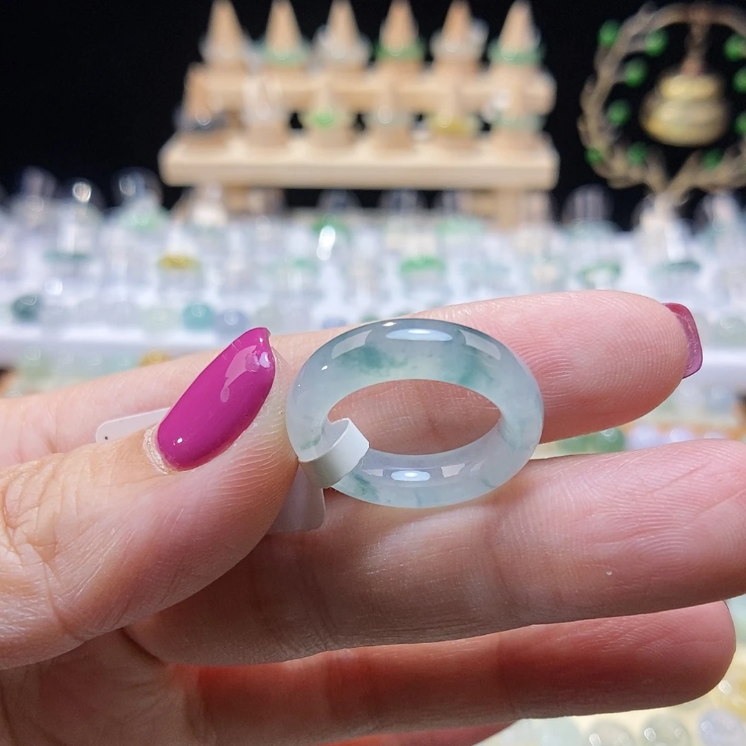 翡翠未镶嵌颈饰10号蓝花戒指