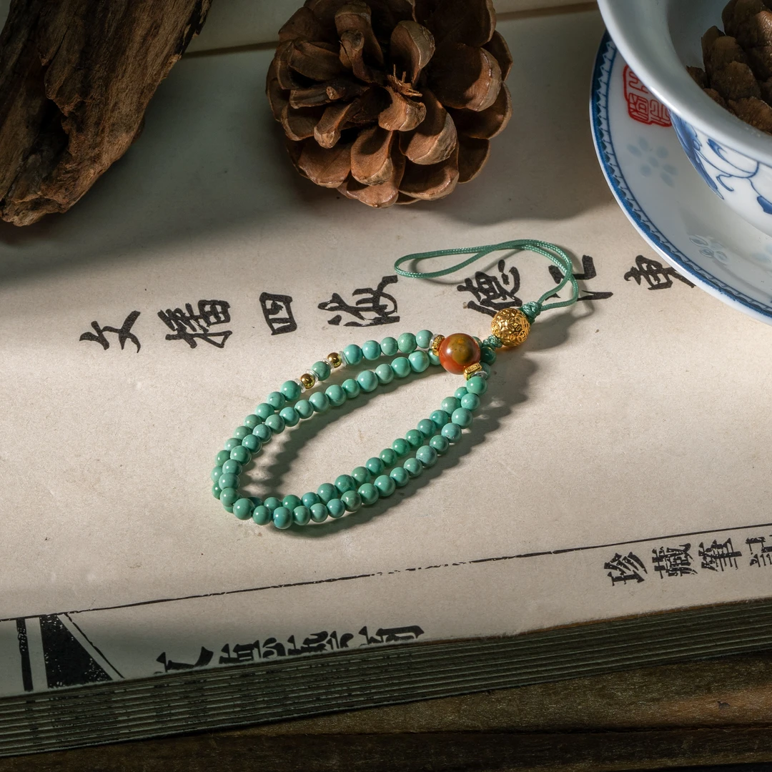 【世间臻宝】18K绿松石DIY手机链/Q1919/多样性发一件/3mm/20