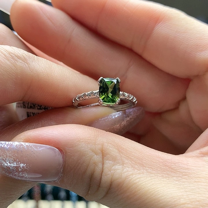 碧玺戒指银S925镶嵌纯天然