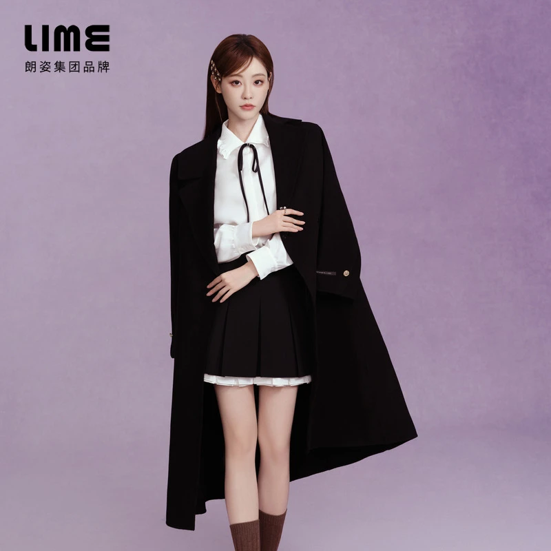 LIME/莱茵祝绪丹同款冬季温柔优雅双面呢长大衣四色LDGD8BHLC801