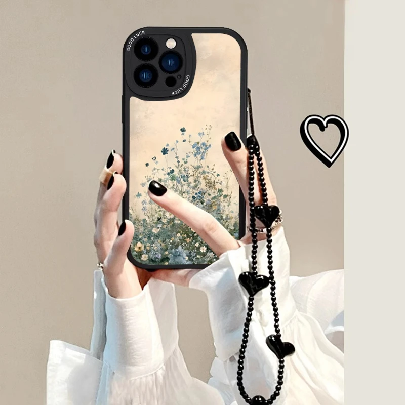 油画碎花适用苹果17promax手机壳新款女iPhone16pro保护套高级感