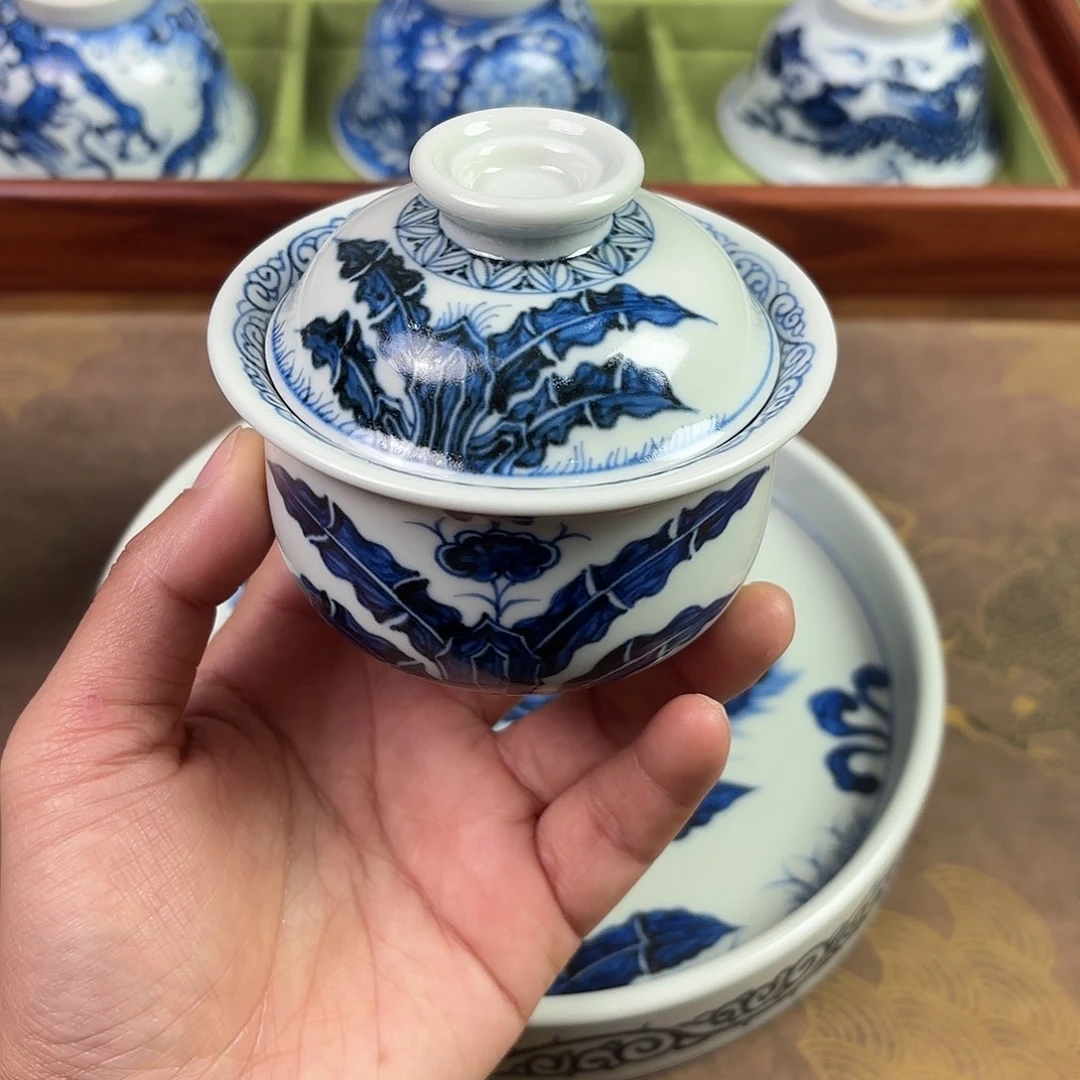 盖碗陶瓷景德镇手绘茶器瑕疵