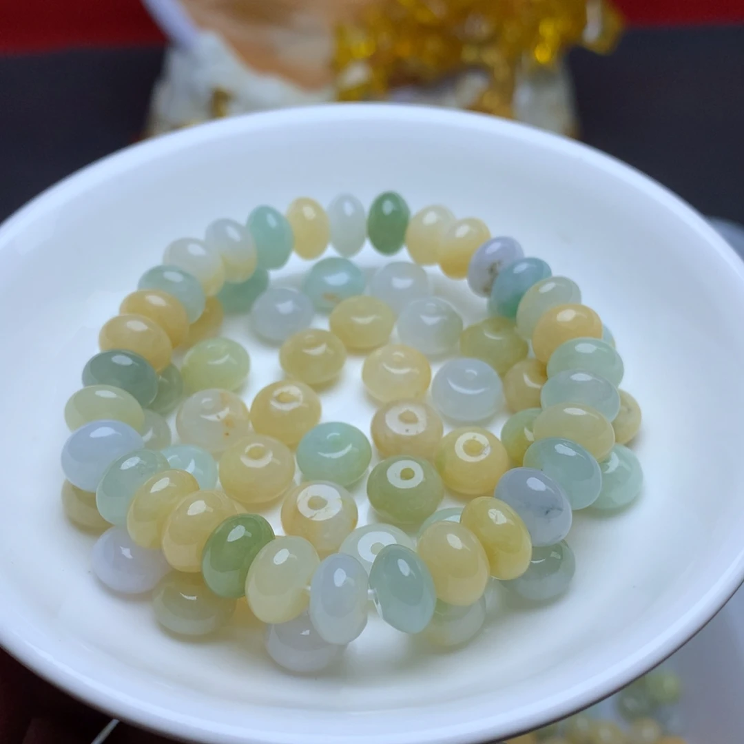 【闪购商品】翡翠手链未镶嵌卡5.6乘8.6冰多宝鼓珠20个