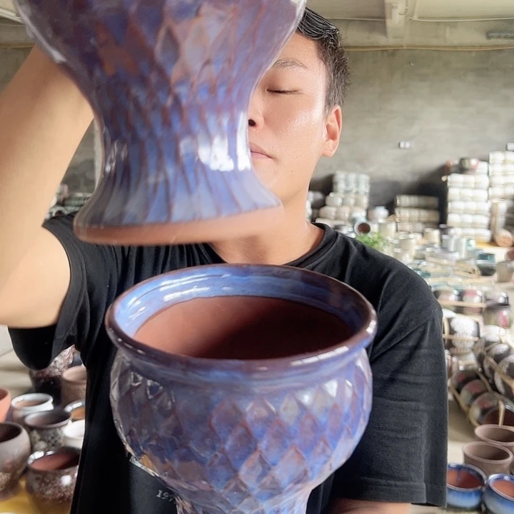 紫砂花盆高19口15