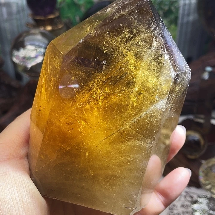 水晶珠宝半成品未镶嵌黄水晶摆件