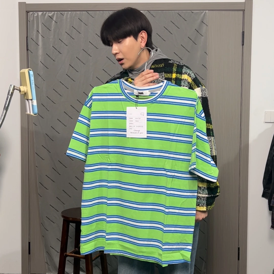 潮流时尚绿色短袖T恤衫xl