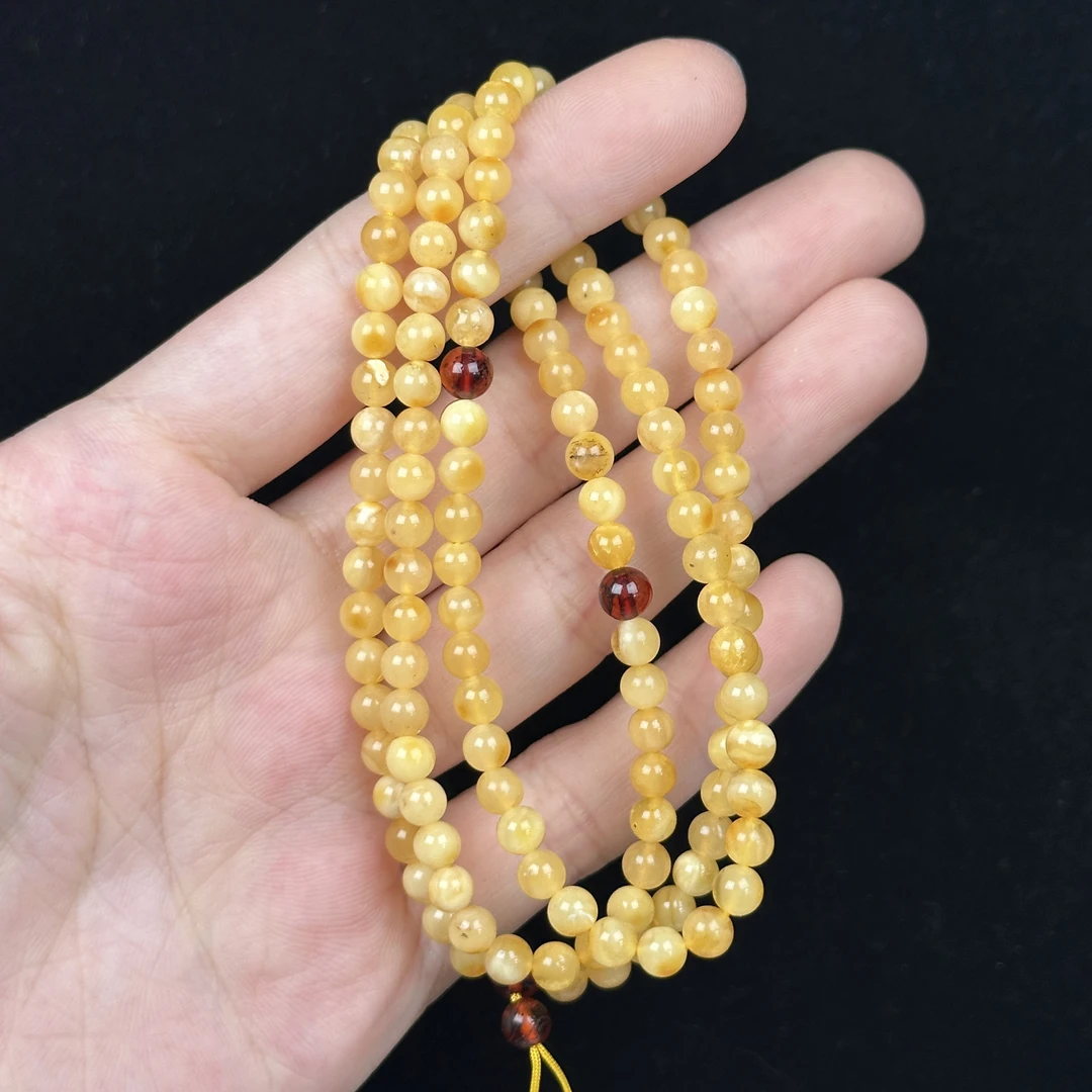 D4650天然原矿蜜蜡 小米链4.6mm支持复检假一罚十