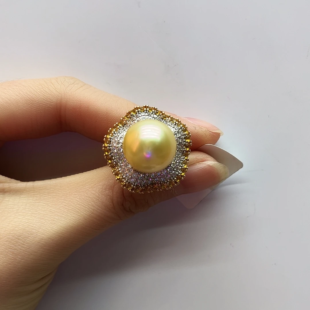 海水珍珠戒指银S925镶嵌