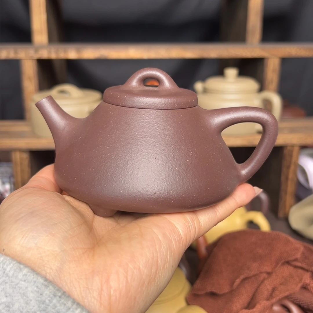 子***鱼紫砂茶壶微瑕天青子冶石瓢200毫升