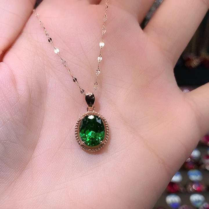 透辉石吊坠银S925镶嵌810