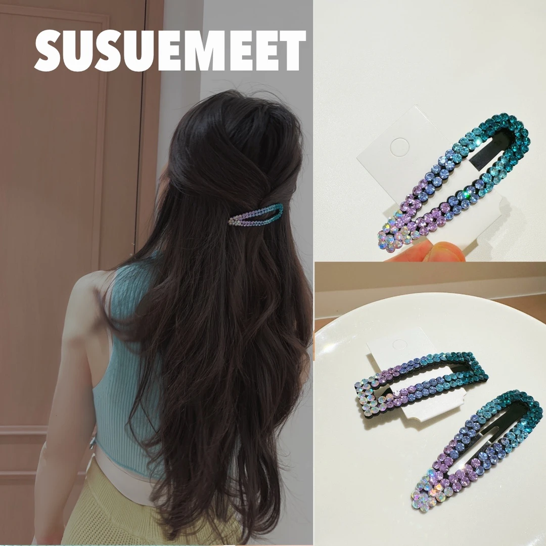 月牙泉般颜色闪亮刘海夹掰掰夹卟啉闪亮甜美气质女孩发夹发卡边夹