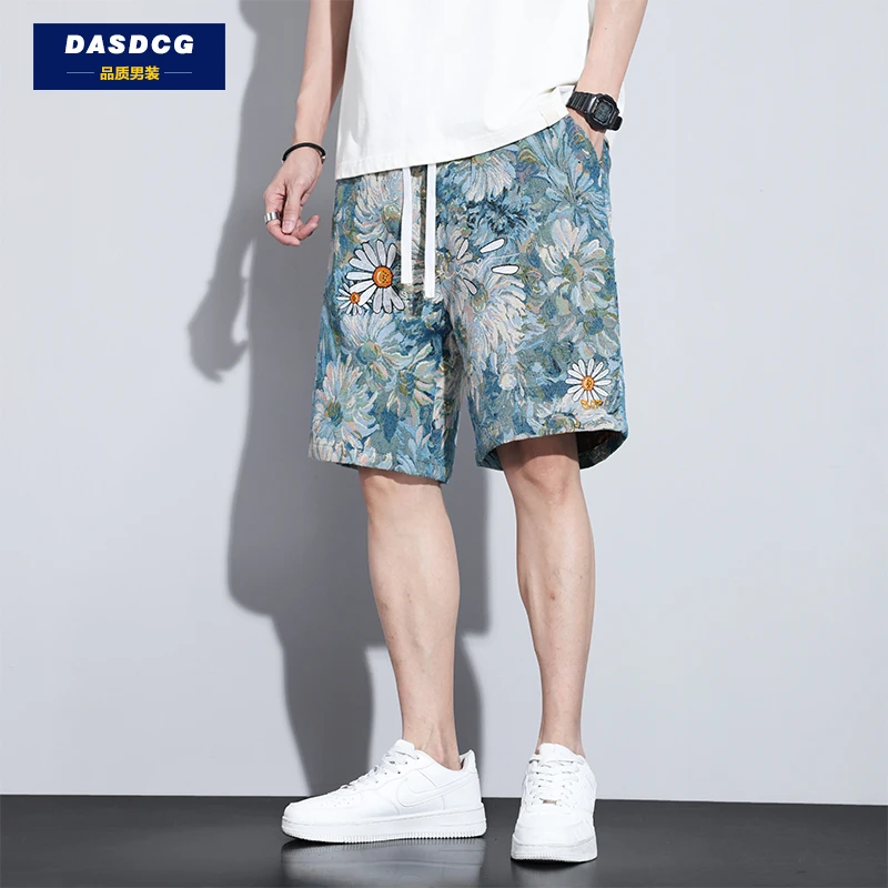 男士休闲短裤外穿2025夏季薄款沙滩裤男款潮牌直筒大码运动中裤子