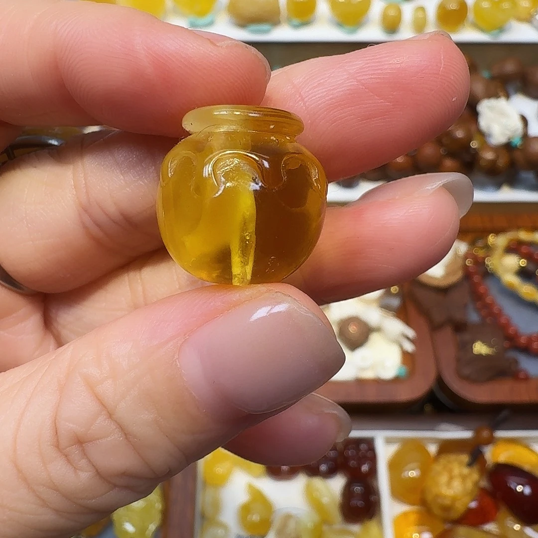琥珀未镶嵌颈饰琥珀蜜蜡蜜罐