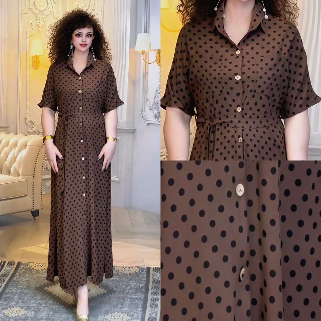 娜孜妮大码辣妈时尚女装 | 波点气质夏季连衣裙