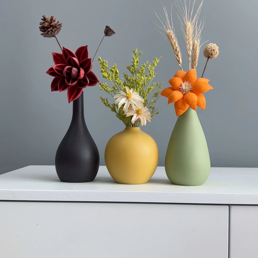 摆件陶瓷小花瓶摆件含花总高约20-30cm