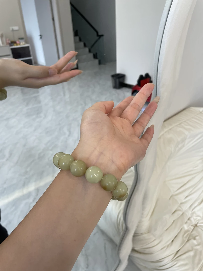 天然玉石 和田玉黄口带糖16mm（黄口）