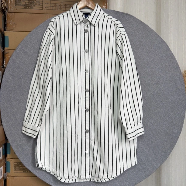 5269牛仔棉条纹衬衫外套